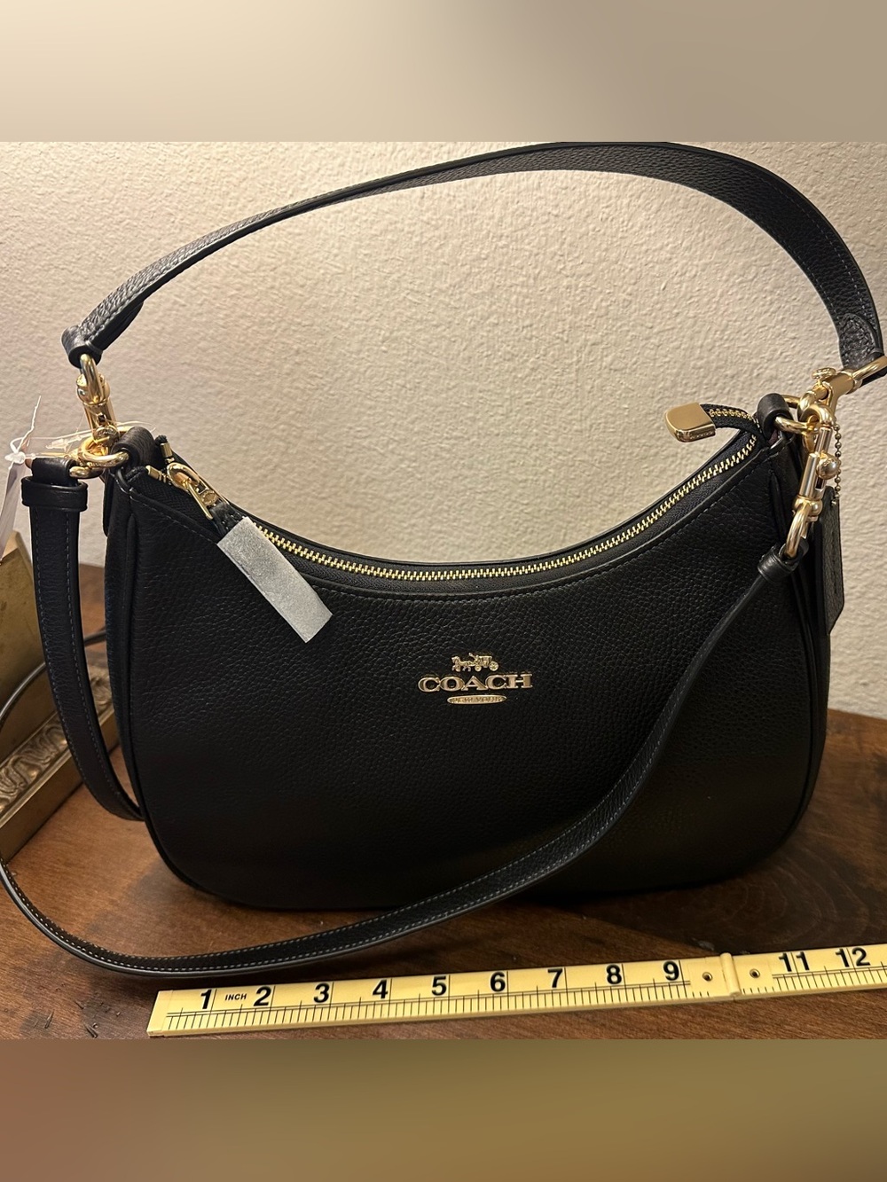 COACH Black Pebbled Leather Large Teri Hobo NWT
